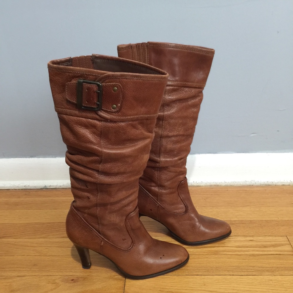 Mattise brown tall heeled slouch boots Size 7 1/2M